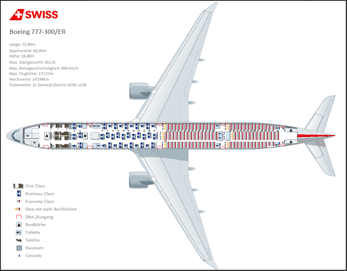 Swiss Boeing 777 300ER SEAT MAP