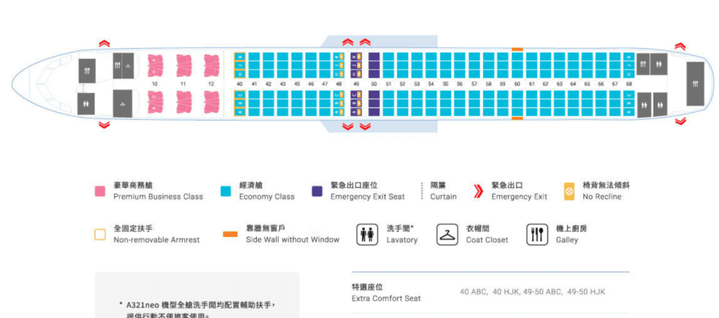 華航a321neo座位圖