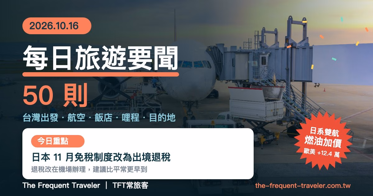 每日旅遊要聞 50 則 2026年10月16日封面